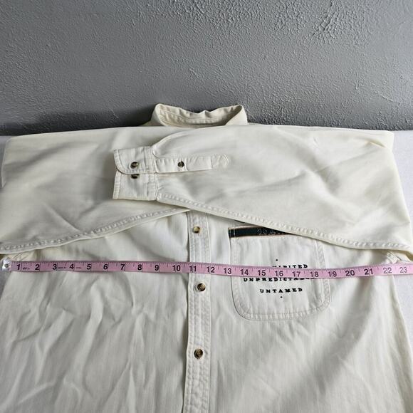 Warner Bros Tasmanian Devil Ivory Button Down Shirt Large VTG Taz Looney Tunes - Picture 5 of 9